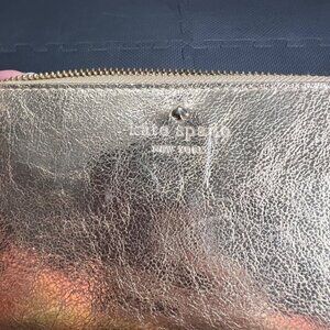 Kate Spade Gold Metallic Leather Zip-Around Wallet With Multiple Card Slots & Co